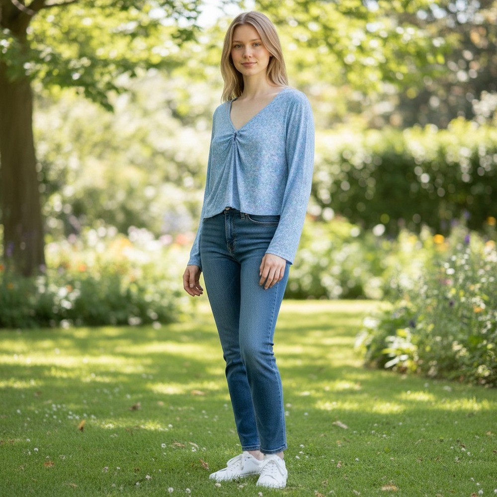 Primark Light‎ Blue Floral Blouse